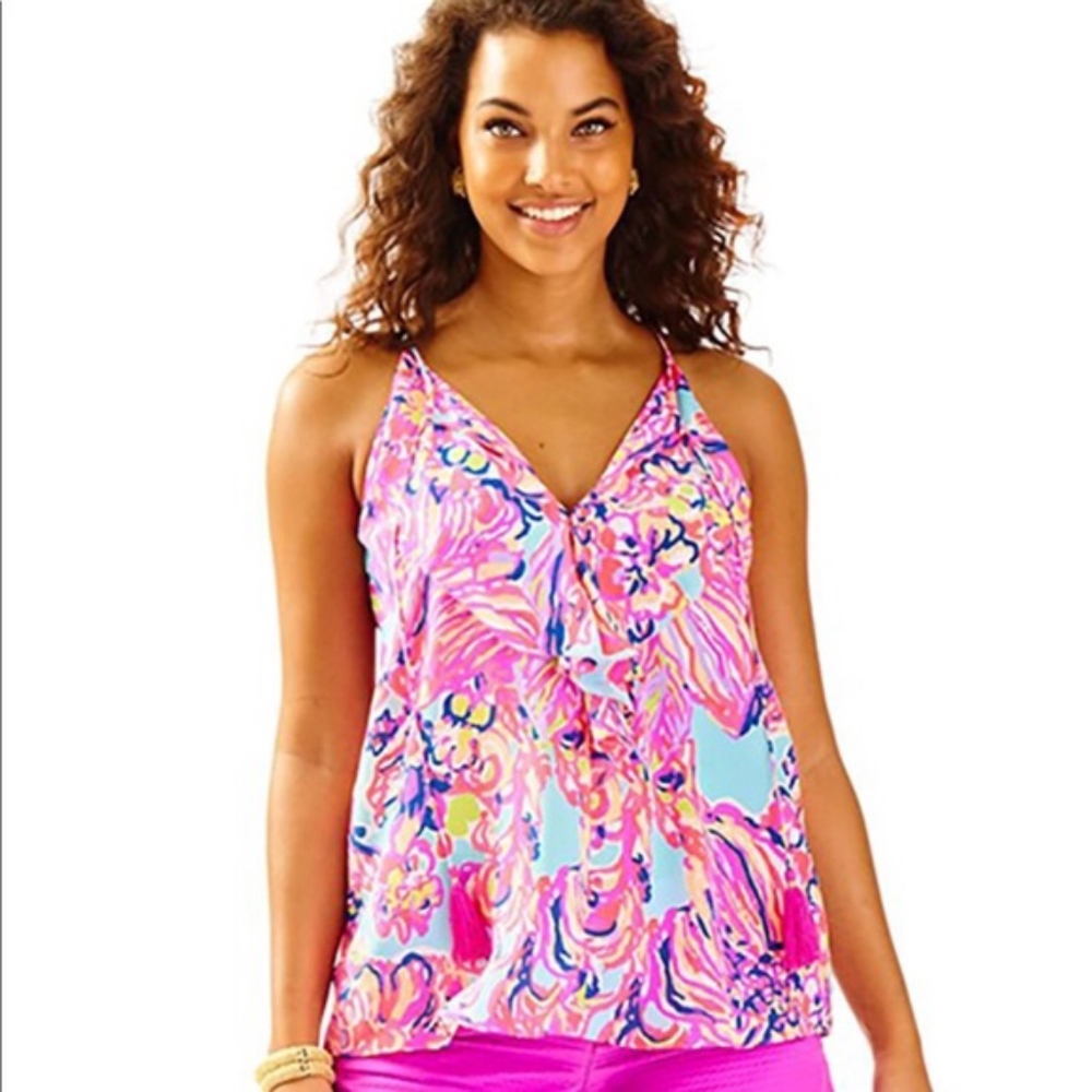 Lilly Pulitzer Lachelle Top Silk NWT Medium